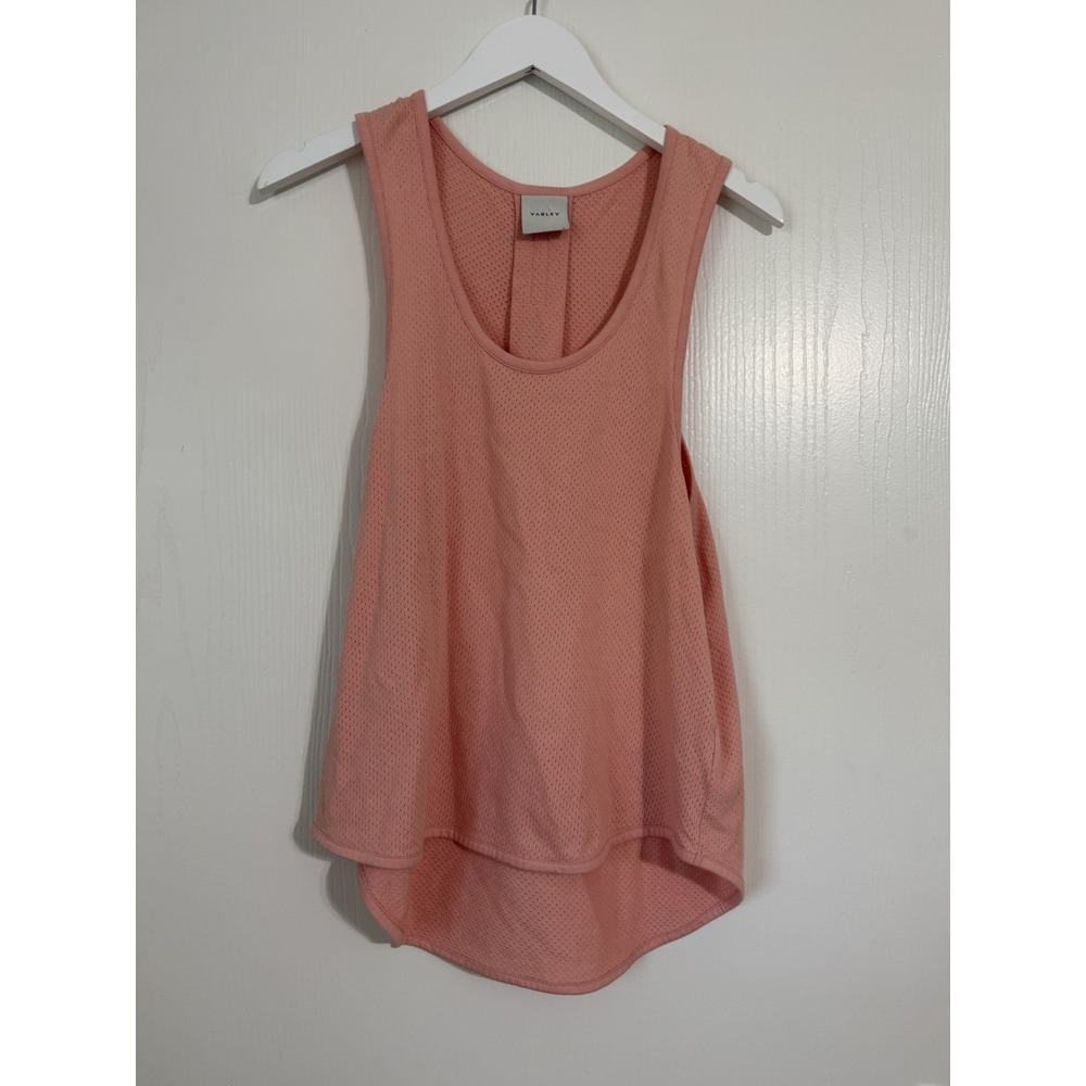 Varley 100% Cotton Pink Mesh Razor Back Active Tank Top Size Small